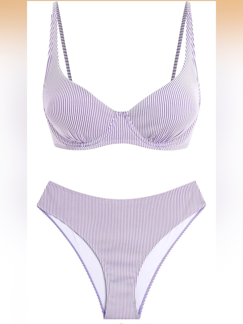 Women’s Lilac Striped Underwire Bikini Set